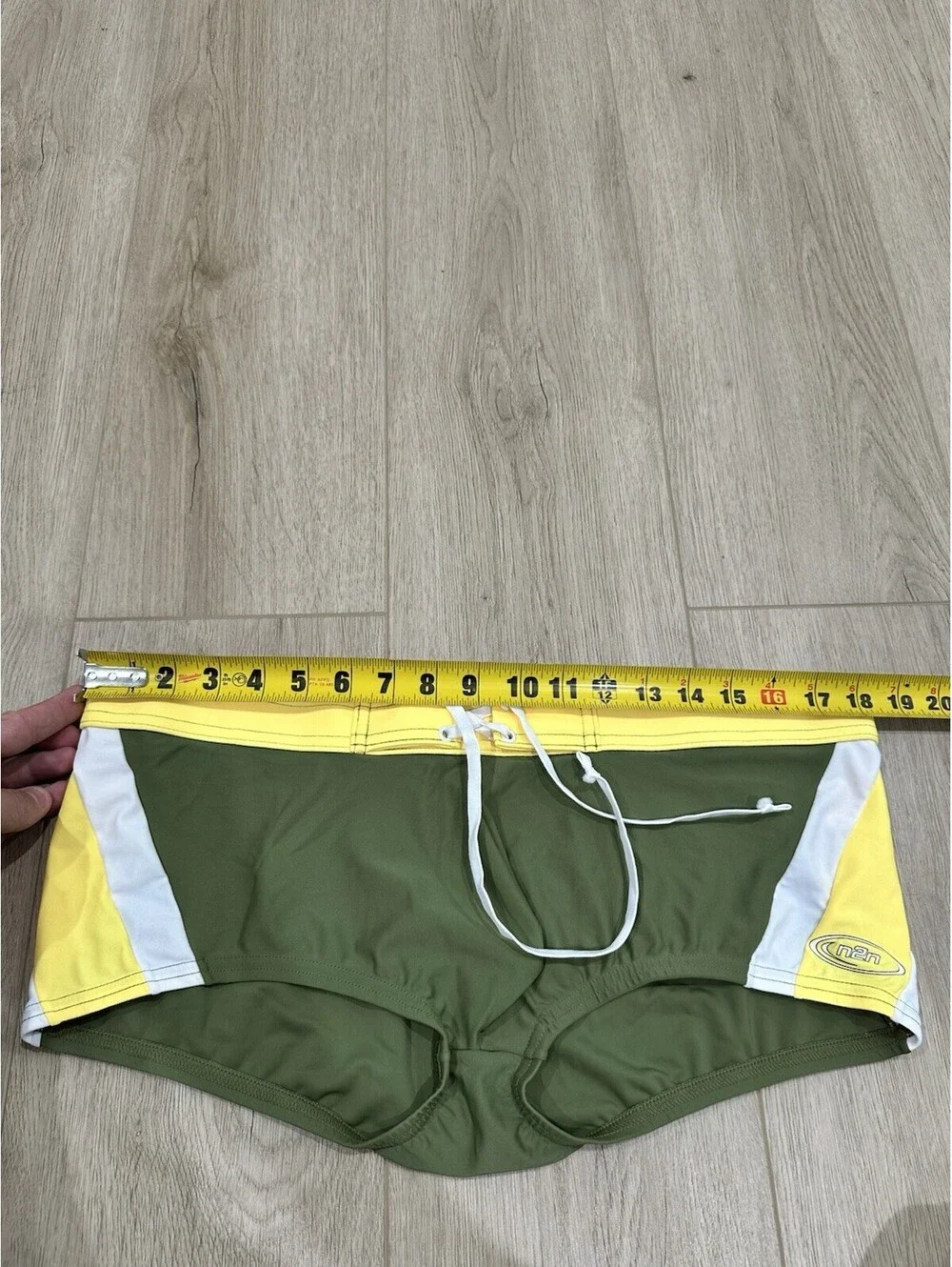 NWT N2N Bodywear Men's Swim Wear Olive Green Yellow Size XL